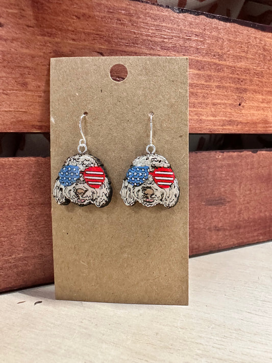 Handmade doodle earrings with murica sunnies