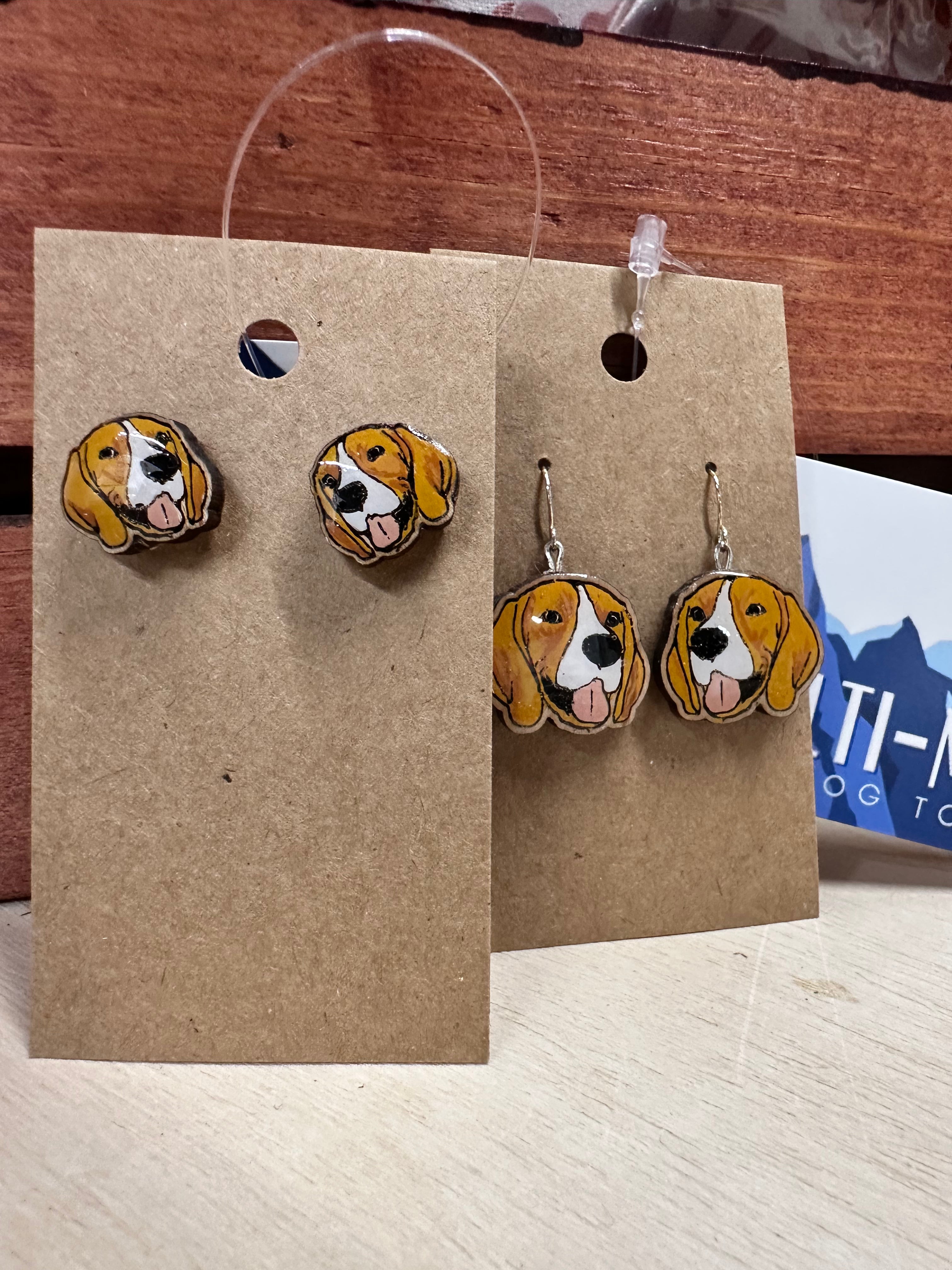 Hand drawn beagle earrings