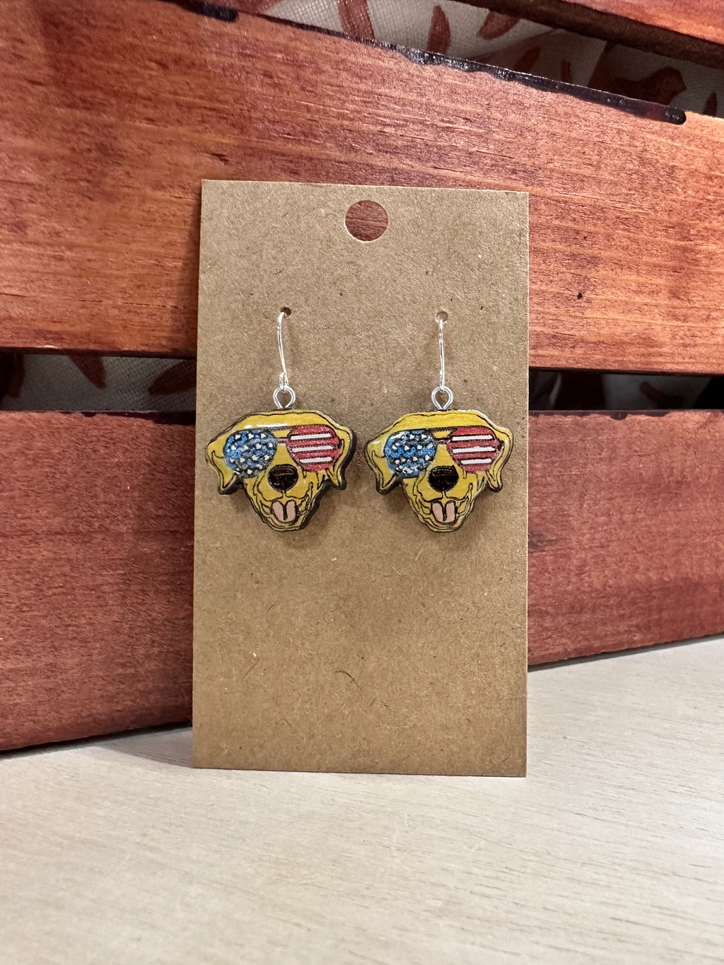 Handmade lab earrings with murica sunnies