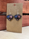 Chocolate lab earrings with murica sunnies