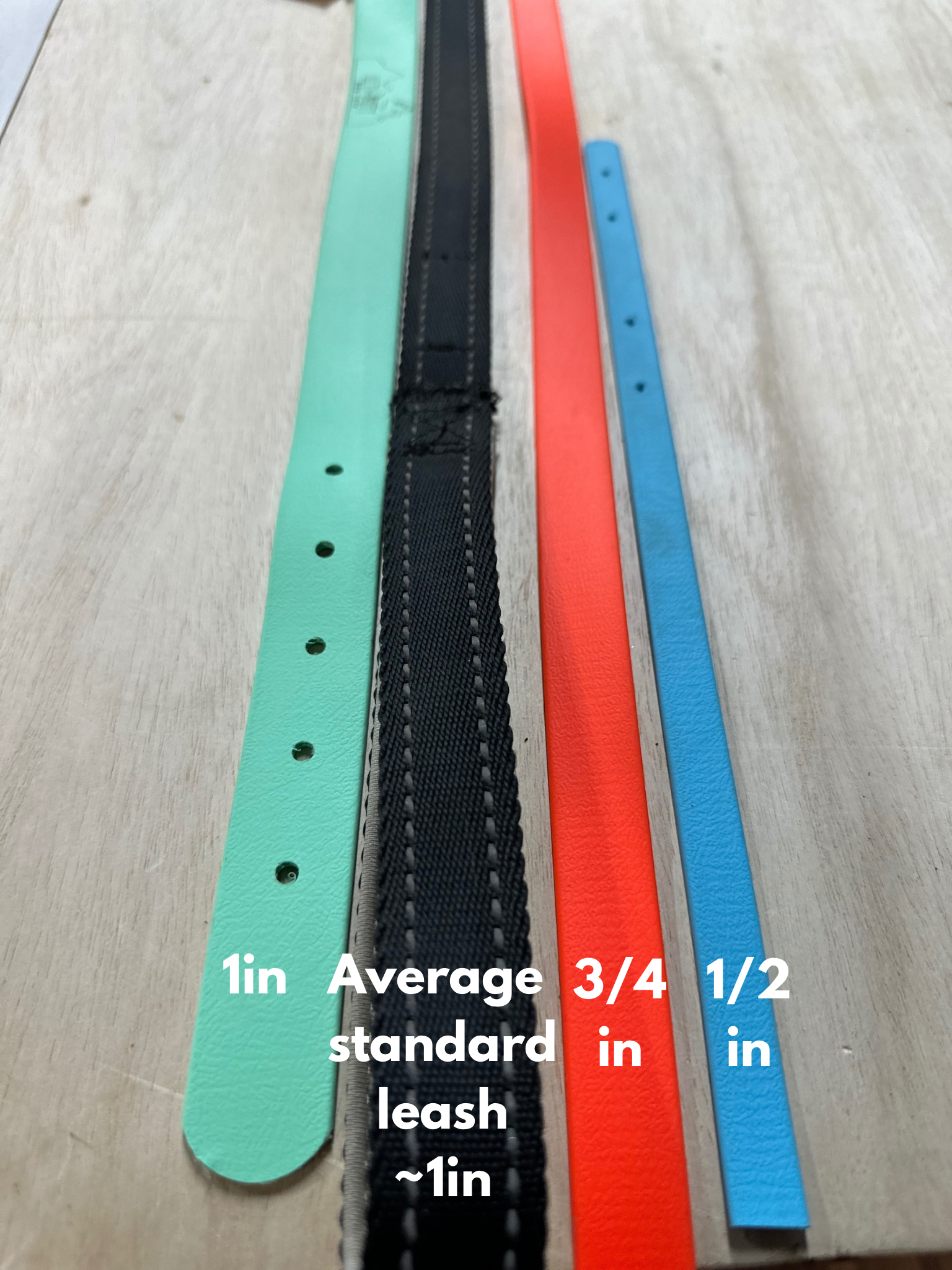 Biothane widths 1inch, 3/4 in and 1/2 in