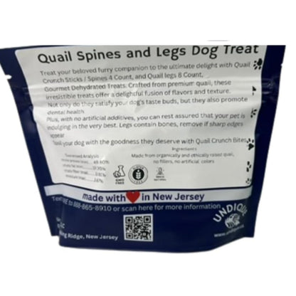Organically Fed Quail Crunch Sticks and Legs - Healthy and Delicious Treat for Pets