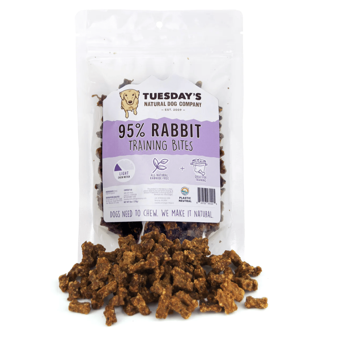 Tuesday's Natural Dog Company Rabbit Training Bites - Ulti-Mutt Toys