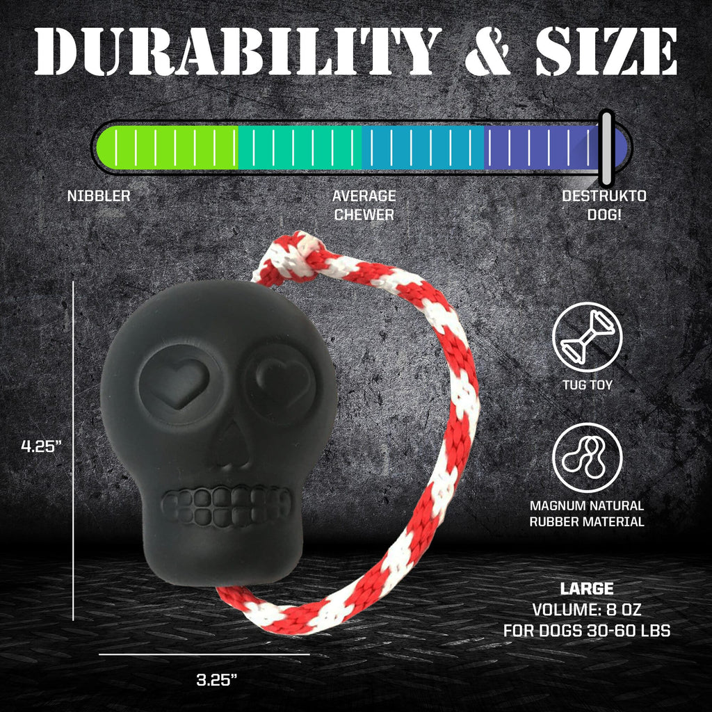 USA-K9 Magnum Skull - Black Magnum Rubber Chew Toy for Extreme Chewers | USA Made - Ulti-Mutt Toys